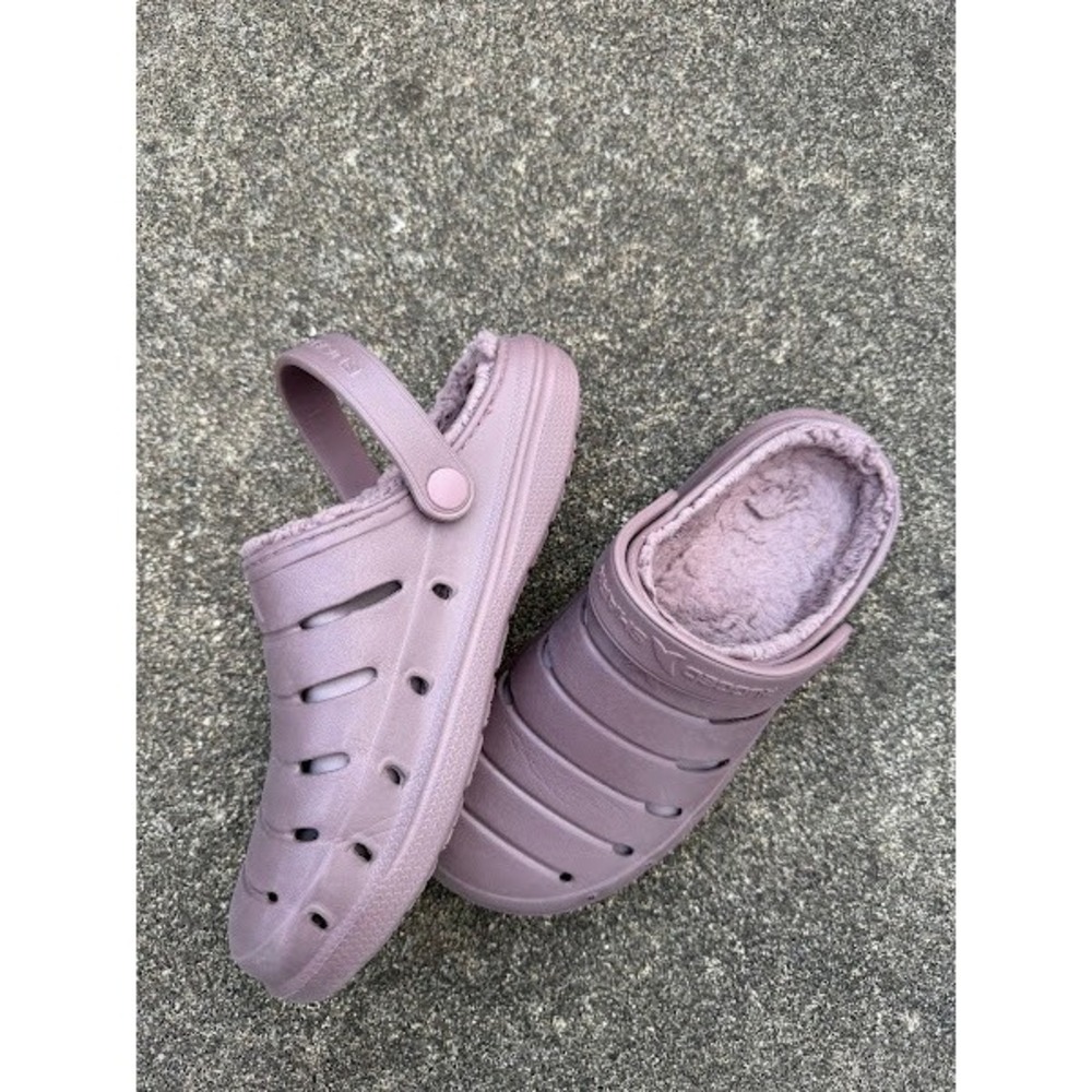 Rugged Shark Womens Fleece Lined Clogs Mauve Purple Slip On Shoes Size 8